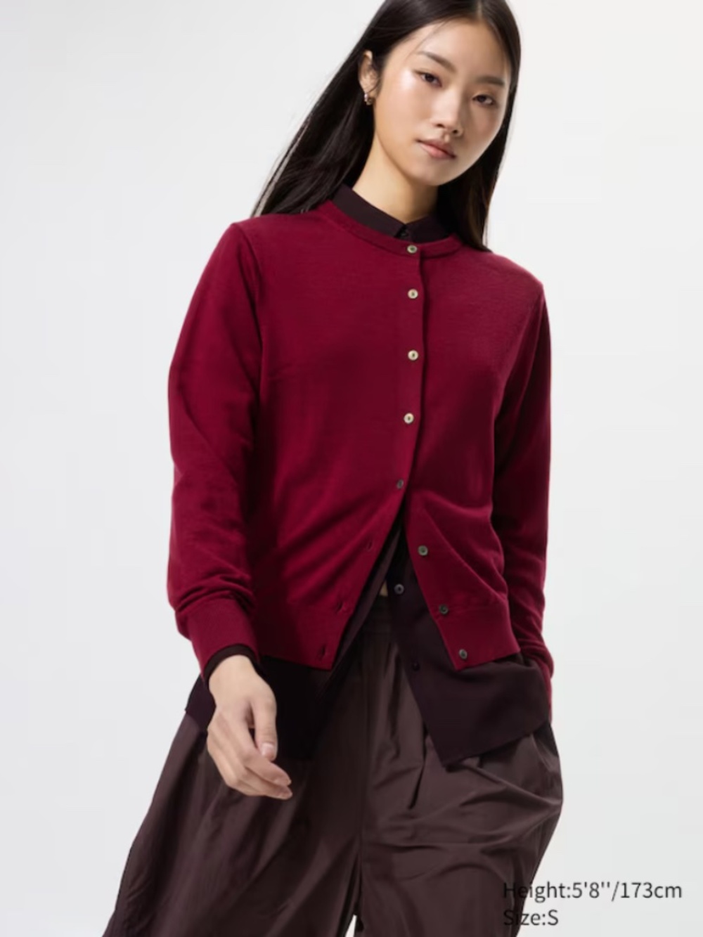 Uniqlo Burgundy Merino Cardigan